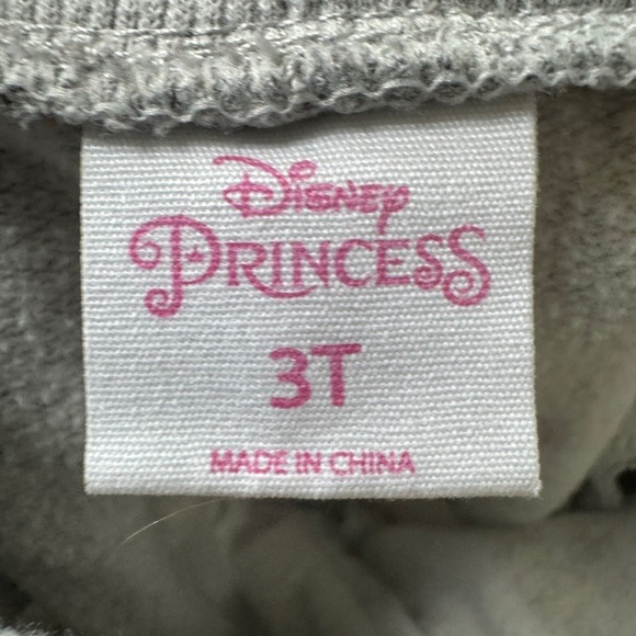 Disney 3T Girls Princess Gray and Pink Heart & Crown Joggers Sweatpants Ruffle - Picture 6 of 6
